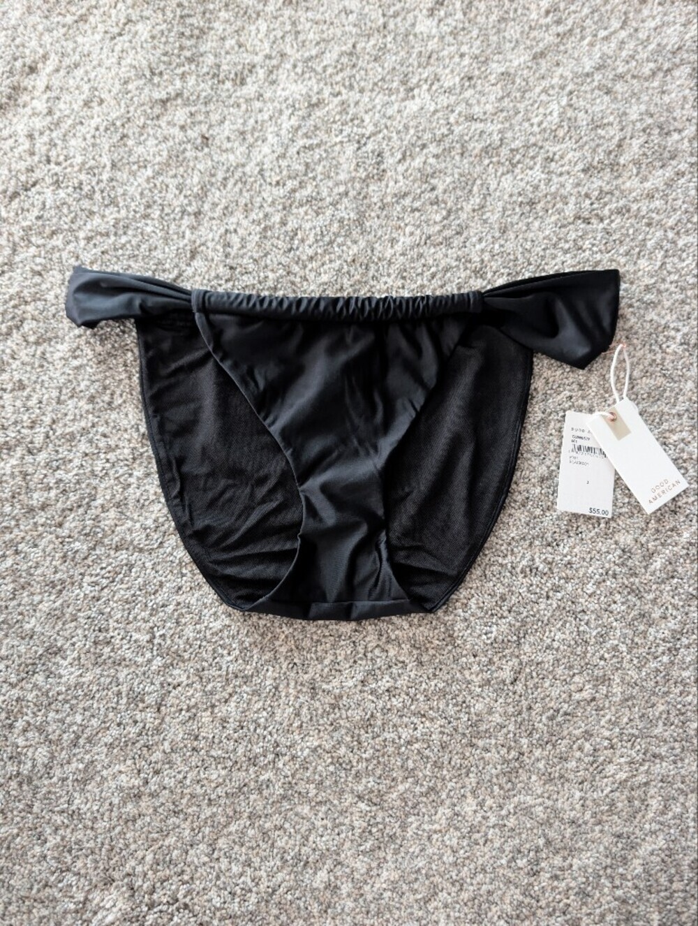 NWT Good American Bali Ruched Bikini Bottoms Black High Waist Size 3 / L